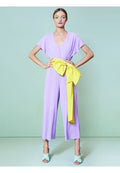 MITSUE V-NECK GAUCHO JUMPSUIT - LAVENDER
