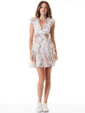 MITZI CUTOUT GODET MINI DRESS - MULTI