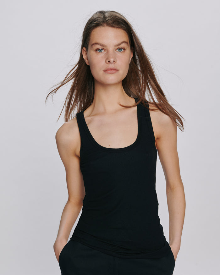 Modal Rib Boy Tank - Black