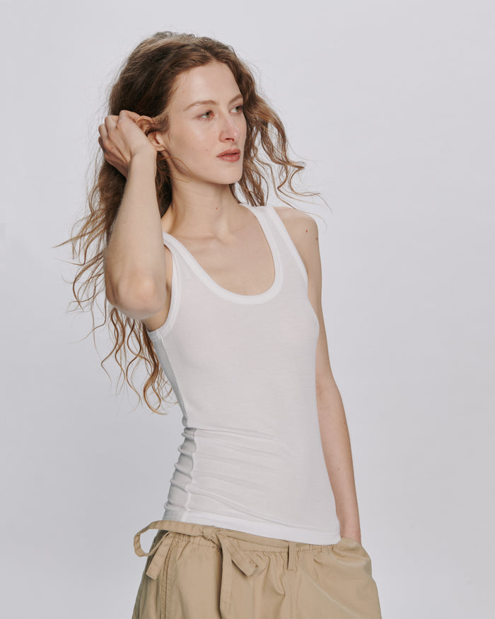 Modal Rib Boy Tank - White