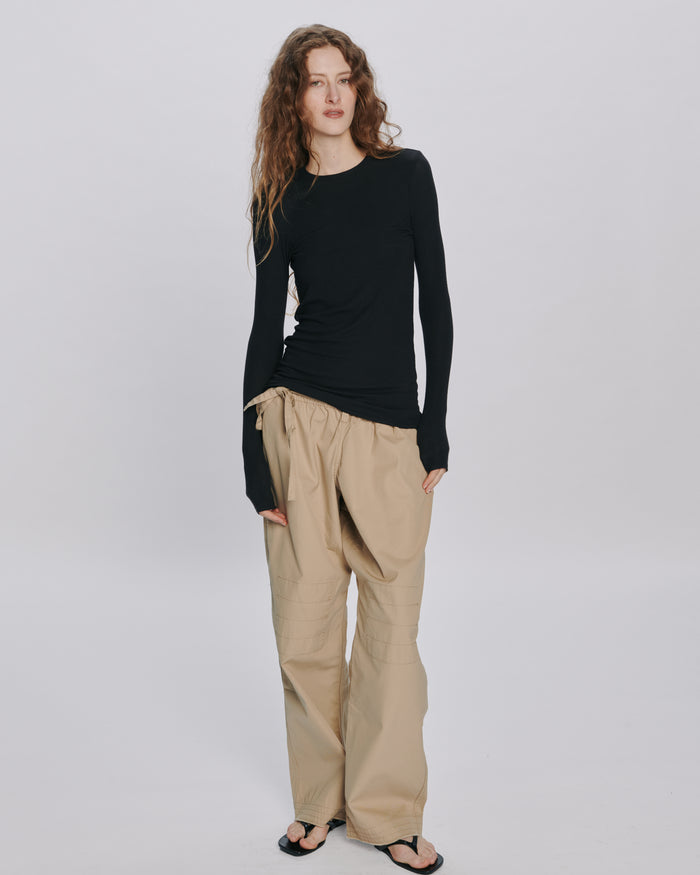 Modal Rib Long Sleeve Crew - Black