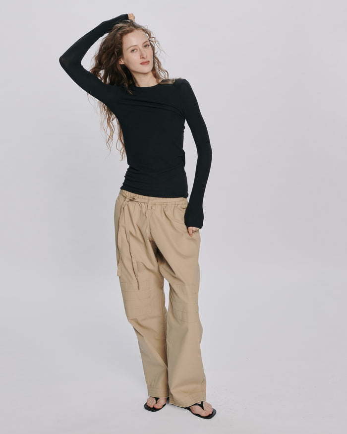 Modal Rib Long Sleeve Crew - Black