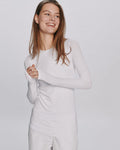 Modal Rib Long Sleeve Crew - White