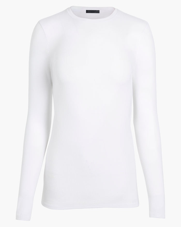 Modal Rib Long Sleeve Crew - White