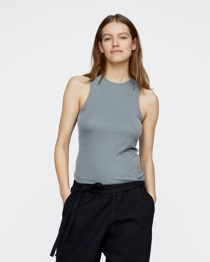 Modal Rib Racer Tank - Medium Heather Grey