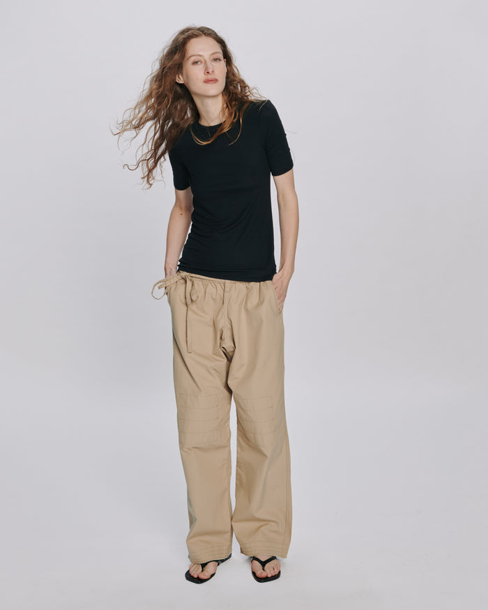 Modal Rib Short Sleeve Crew Neck Tee - Black