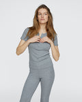 Modal Rib Short Sleeve Henley - Medium Heather Grey