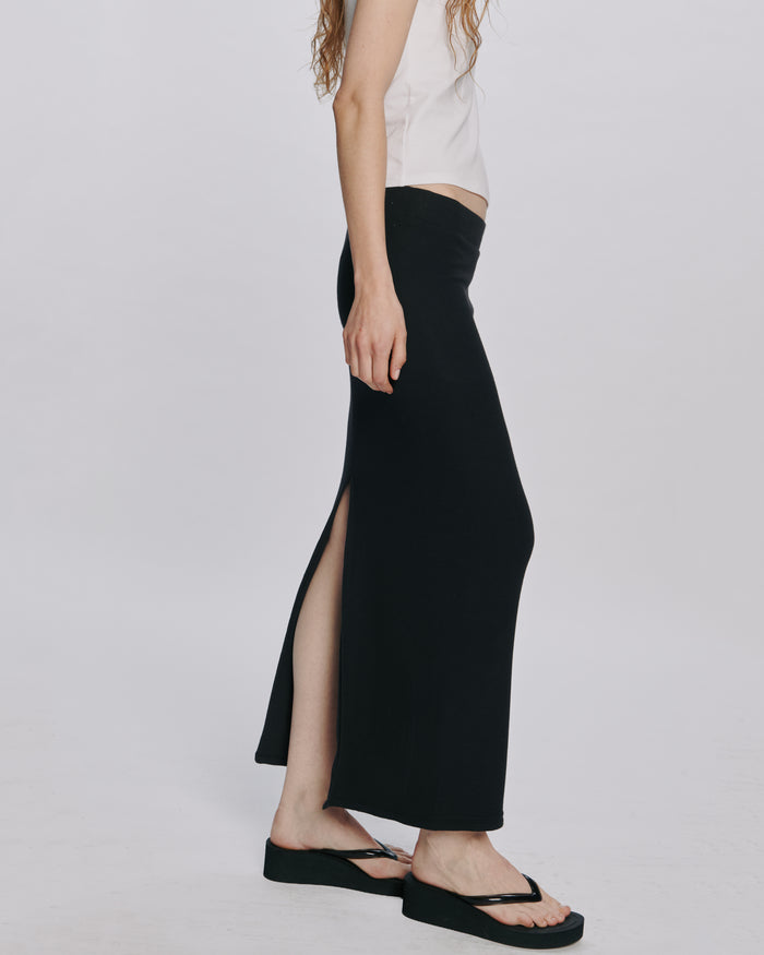 Modal Rib Skirt - Black