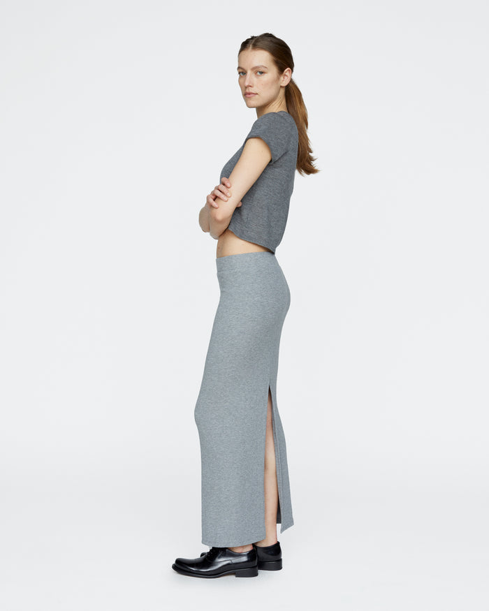 Modal Rib Skirt - Medium Heather Grey
