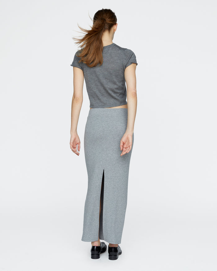 Modal Rib Skirt - Medium Heather Grey