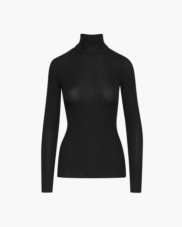 Modal Rib Turtleneck - Black