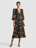 MONA MIDI DRESS - TAPESTRY TRAILS SM BLACK