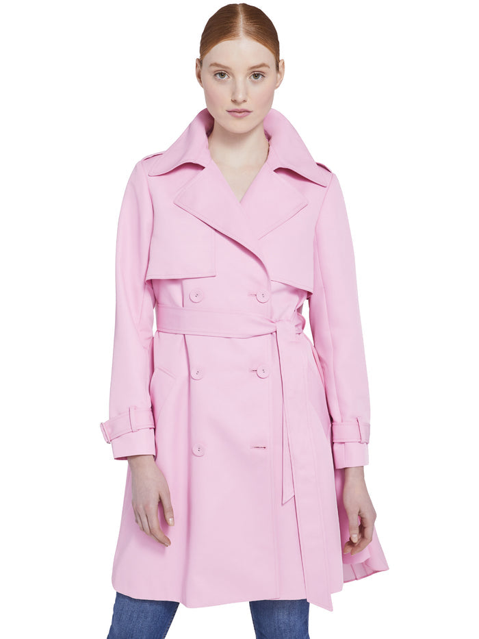 MONIQUE PLEATED BACK TRENCH COAT - ELECTRIC PINK