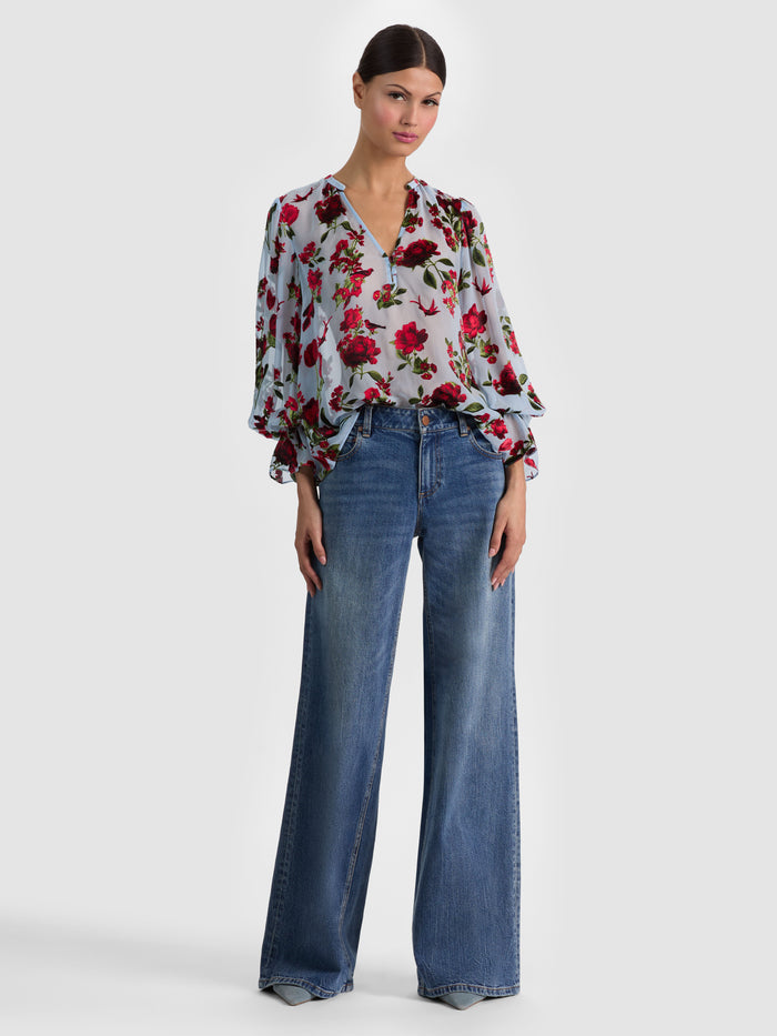 MORANNE BLOUSE - AMERICAN BEAUTY CAROLINA BLUE