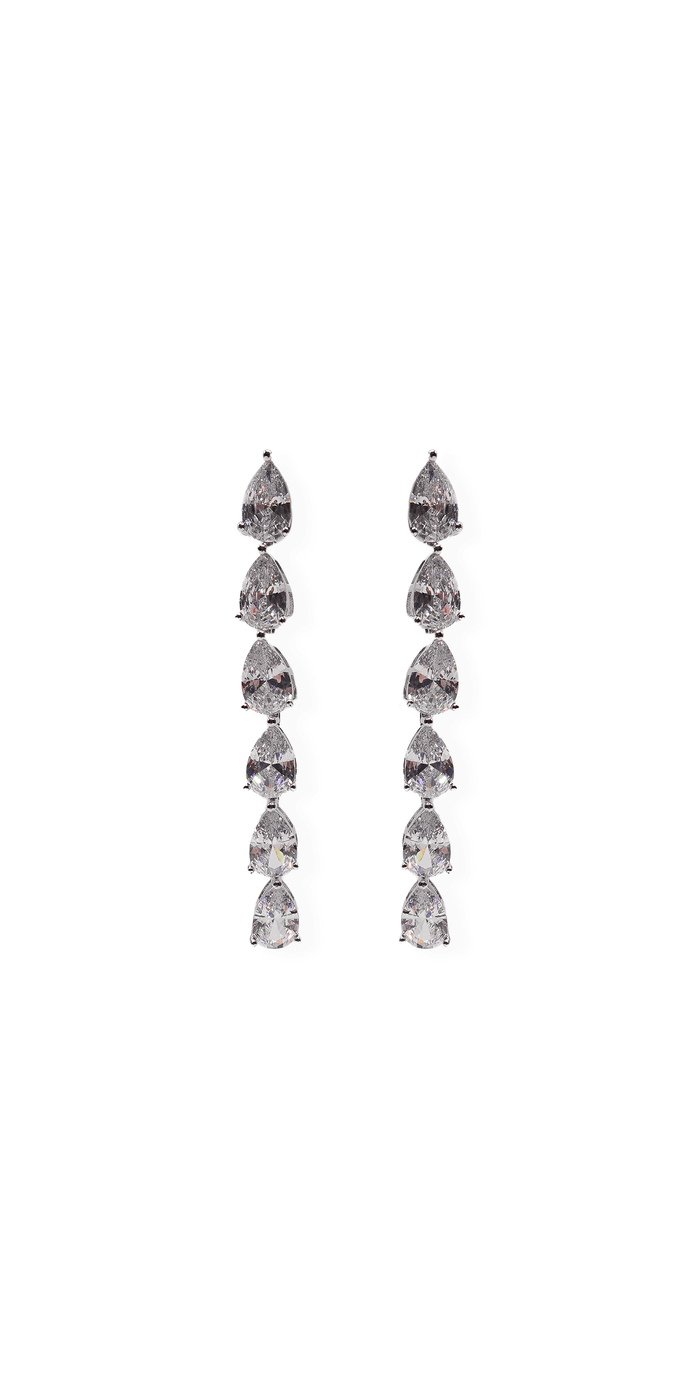 silver/one size/Camille La Vie/Multi Teardrop Dangle Earrings/front