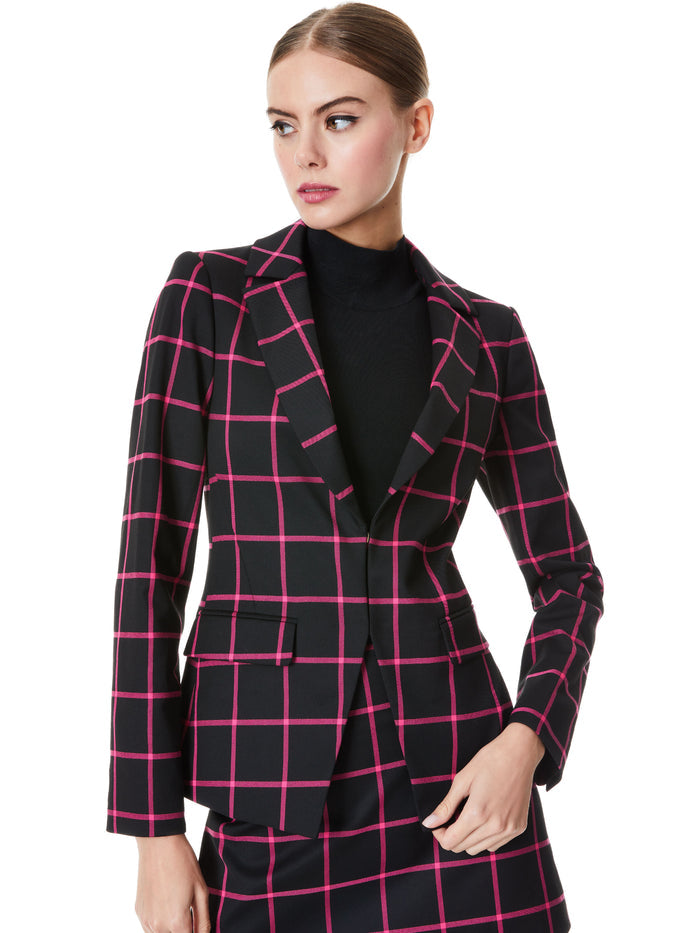 MYA NOTCH COLLAR BLAZER - BLACK/WILD PINK