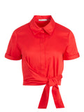 NAOMI TIE FRONT CROP TOP - BRIGHT POPPY