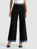 NARIN CROPPED PANT - BLACK/LIANA BLUE