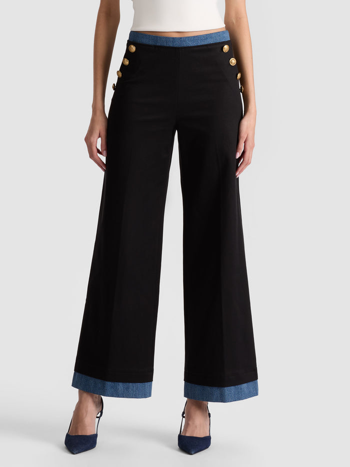 NARIN CROPPED PANT - BLACK/LIANA BLUE