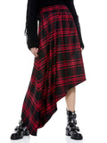 NATALINA ASYMMETRICAL MIDI SKIRT - ALPINE PLAID LG SCARLET