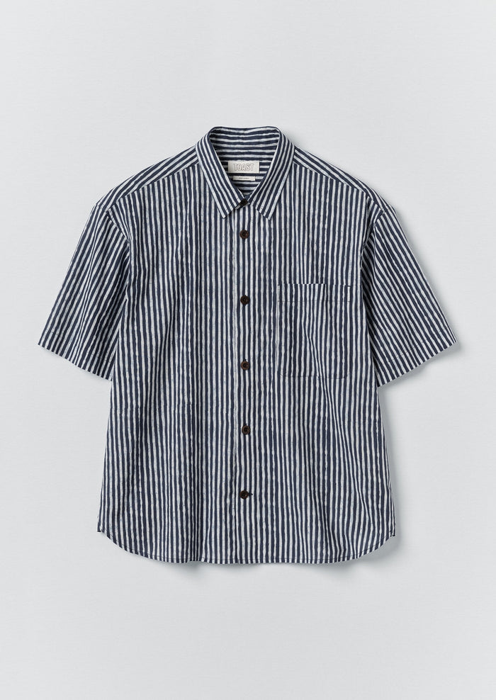 Natural Dye Stripe Cotton Shirt | Indigo