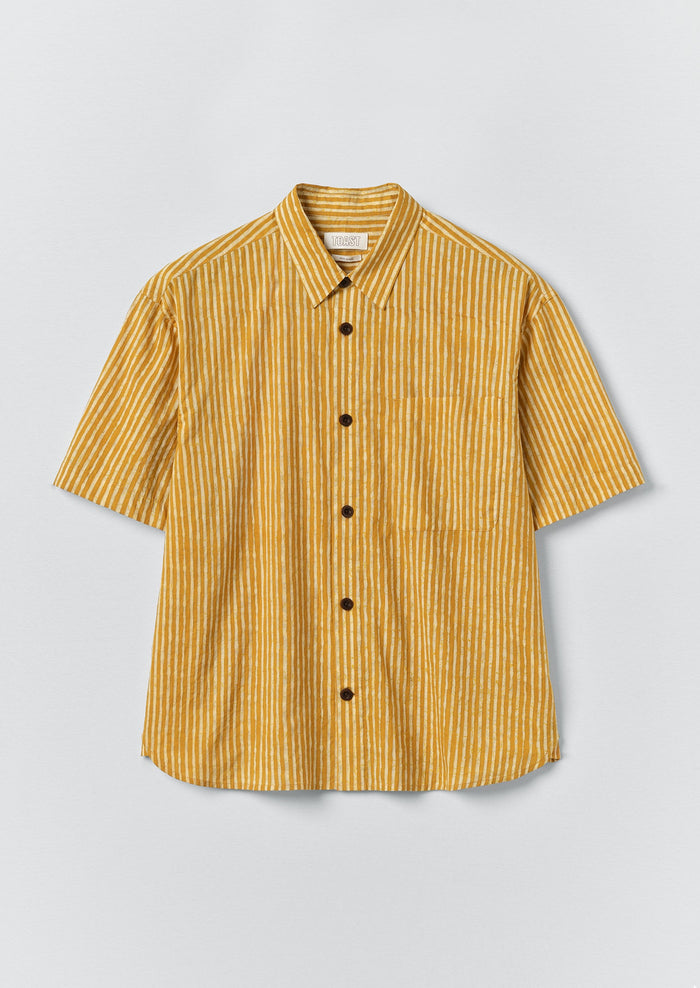 Natural Dye Stripe Cotton Shirt | Turmeric