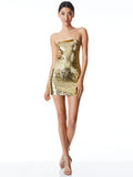 NELLE SQN SPGHTI STRP MINI DRE - GOLD