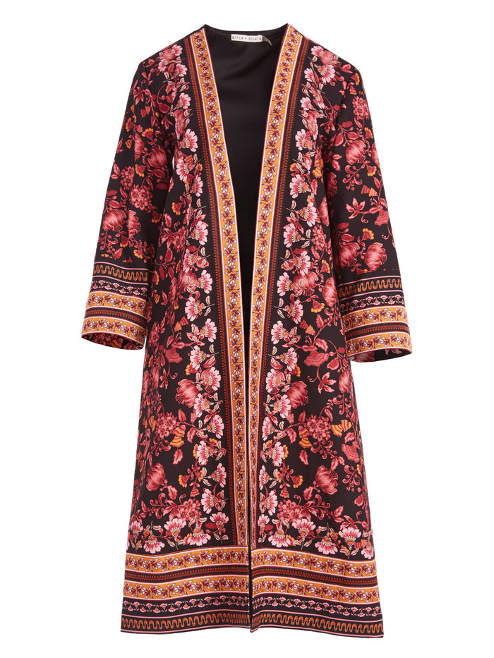 NERO COLLARLESS KIMONO - FALL INTO YOU BLK MULTI/COMBO