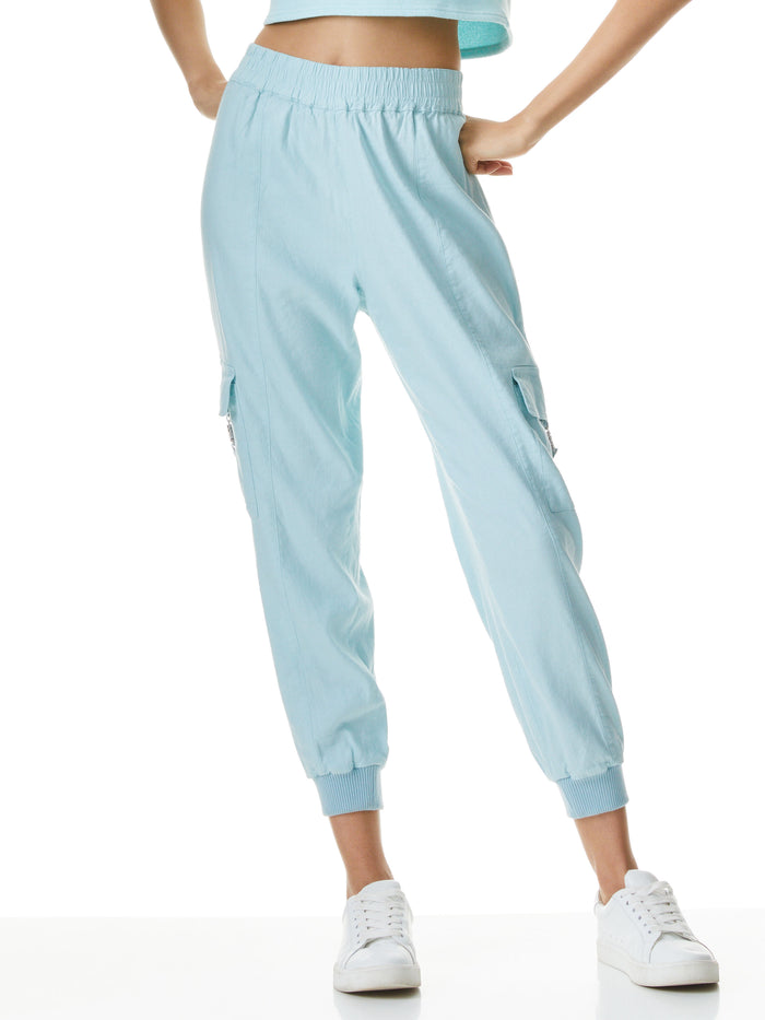 NETA HIGH WAIST CARGO PANT - POWDER BLUE