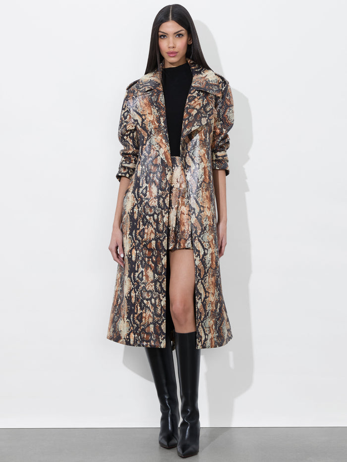 NEVADA VEGAN TRENCH - CAMEL/BLACK SNAKE