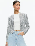NEW HARVEY SEQUIN OPEN FRONT JACKET - CHAMPAGNE/SILVER