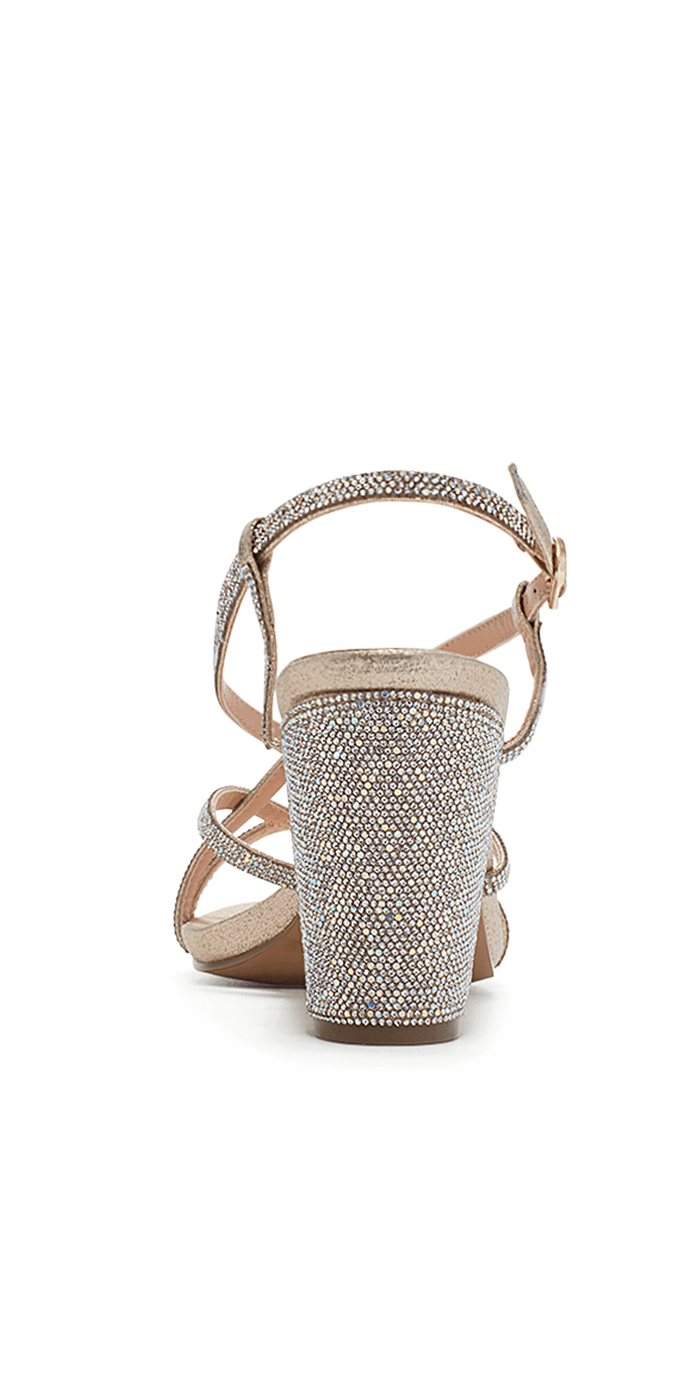 Nicky 10 Mid Heel Rhinestone Block Heel Sandal - Camille La Vie