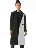 NICOLA COLORBLOCK MAXI COAT - BLACK/WHITE