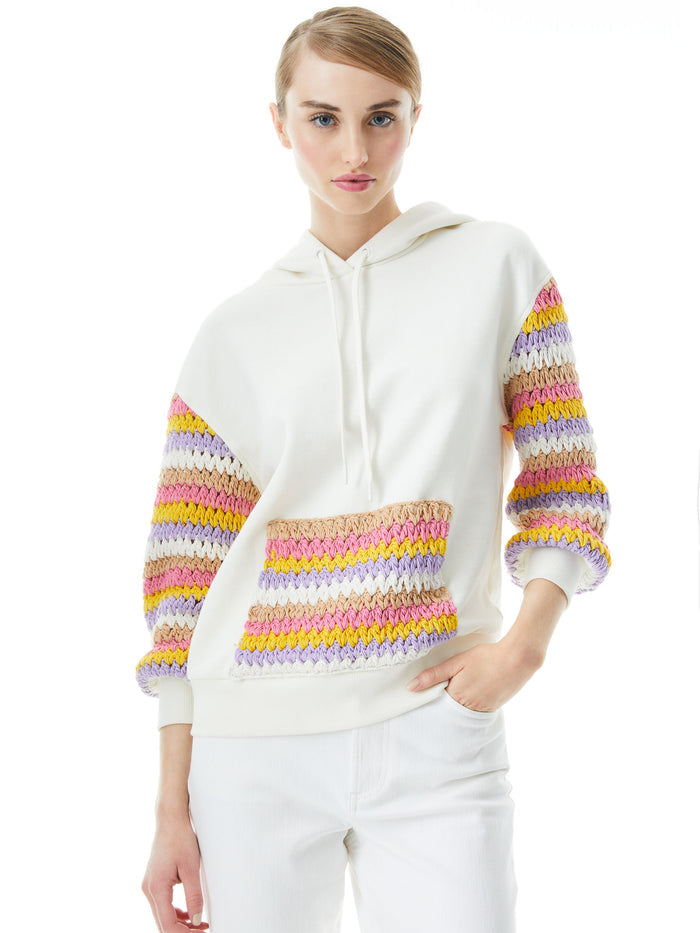NISA CROCHETED HOODIE - OFF WHITE/MULTI