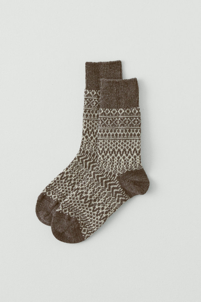 Nishiguchi Kutsushita Wool Jacquard Socks | Grey