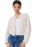 NOELLA KNIT JACKET WITH PEARLS - SAND MARL/PEARL