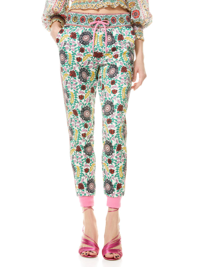 NYC FLORAL SLIM JOGGER - FLOWER POT ECRU MULTI