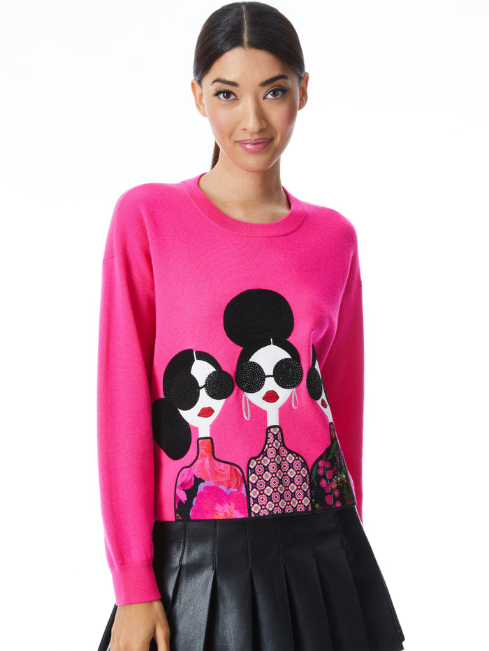 NYLA STACE FACE PULLOVER - WILD PINK MULTI
