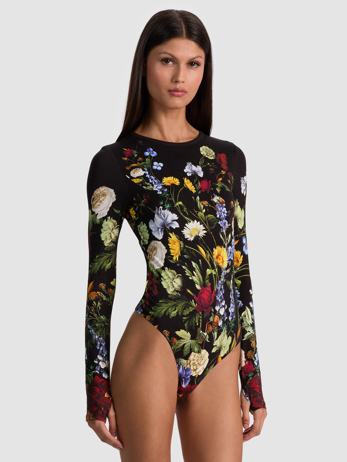 OLEA LONG SLEEVE BODYSUIT - SOCIAL HOUR BLACK