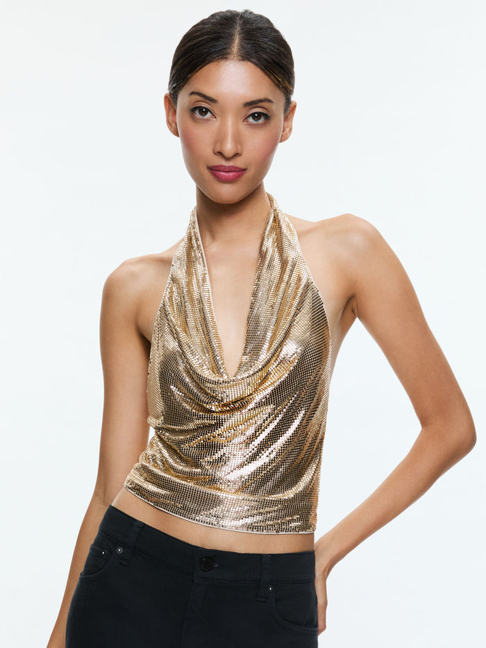 OLETA CROP TOP - PALE GOLD