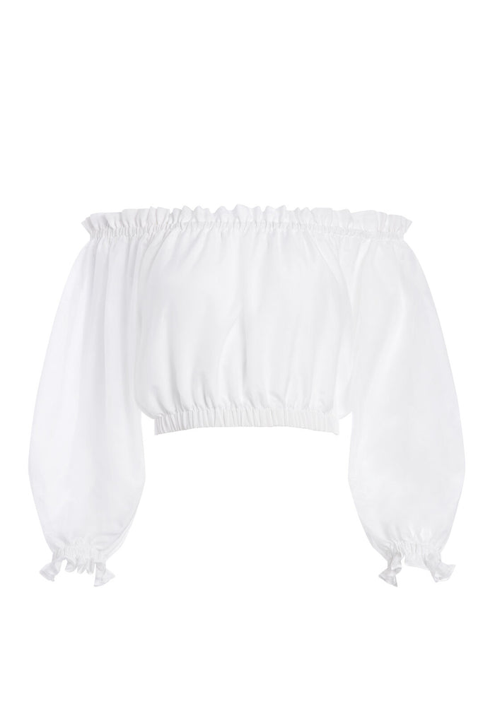 OLGA OFF THE SHOULDER CROP TOP - WHITE