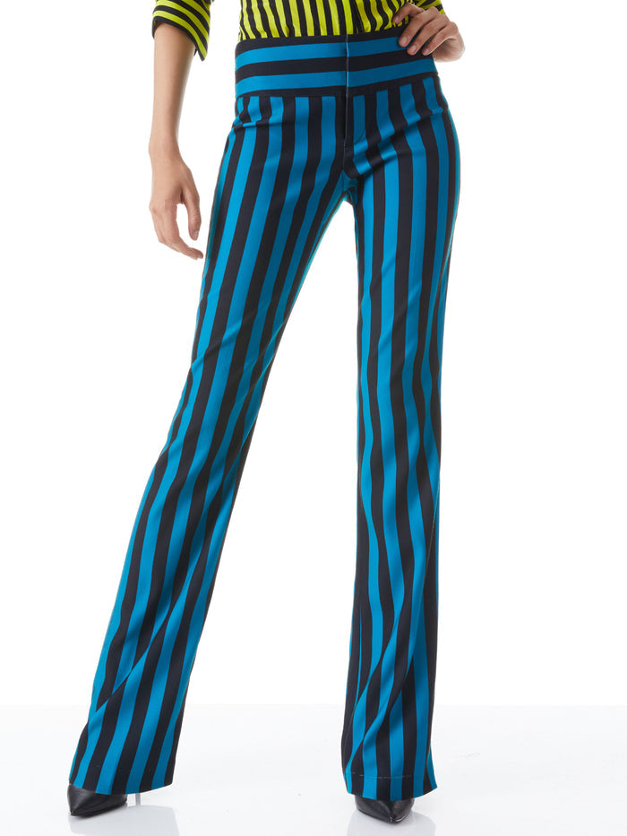 OLIVIA BOOTCUT PANT - POSITANO STRIPE LG TURKSH BLUE