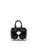 OLIVIA STACEFACE LEATHER KEY CHARM - BLACK/OFF WHITE MULTI