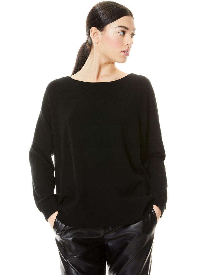 OLIVIA TIE BACK SWEATER - BLACK