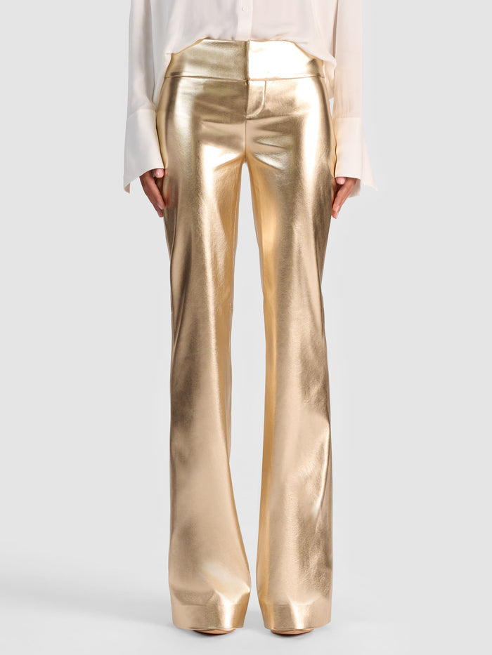 OLIVIA VEGAN BOOTCUT PANT - GOLD