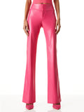 OLIVIA VEGAN LEATHER BOOTCUT PANT - WILD PINK