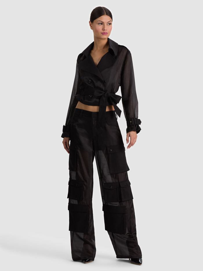 OLYMPIA SHEER COMBO CARGO PANT - BLACK
