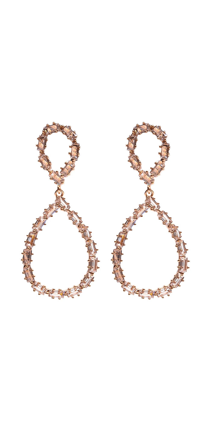 rose-gold/one size/ Camille La Vie/Open Teardrop Cubic Zirconia Earrings /front