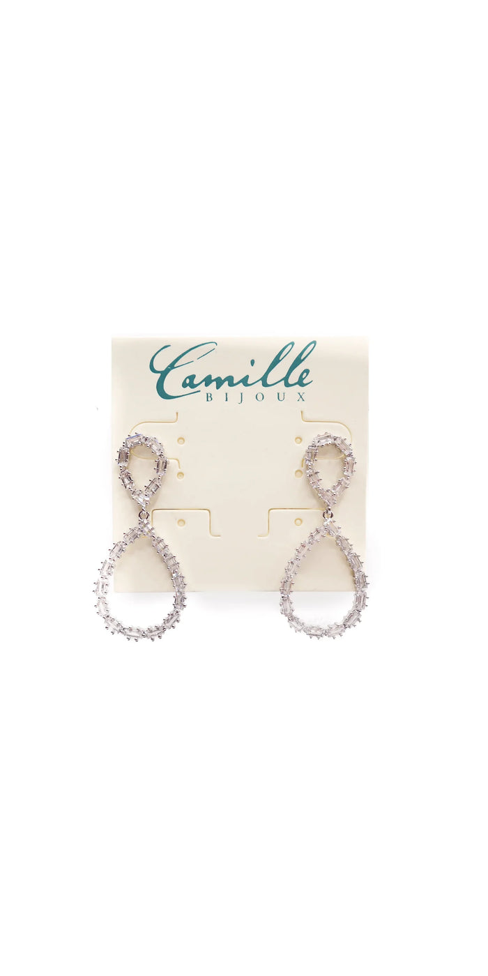 silver/one size/ Camille La Vie/Open Teardrop Cubic Zirconia Earrings /front alt