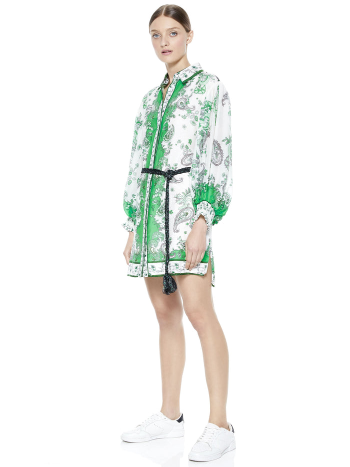ORALIA BUTTON DOWN MINI DRESS - LOVE LETTER MULTI